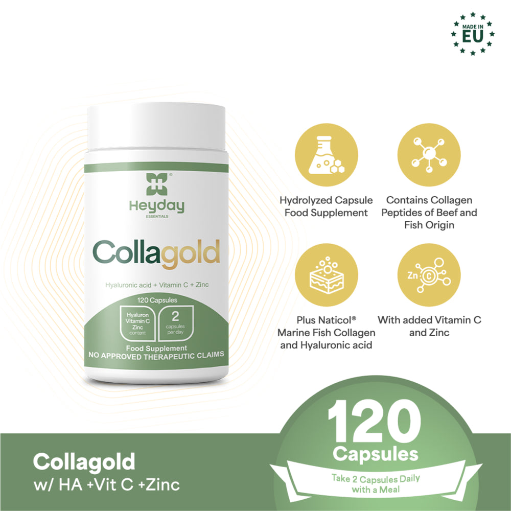 HeydCollaGold with HA + Vit C + Zinc (120 Capsules)