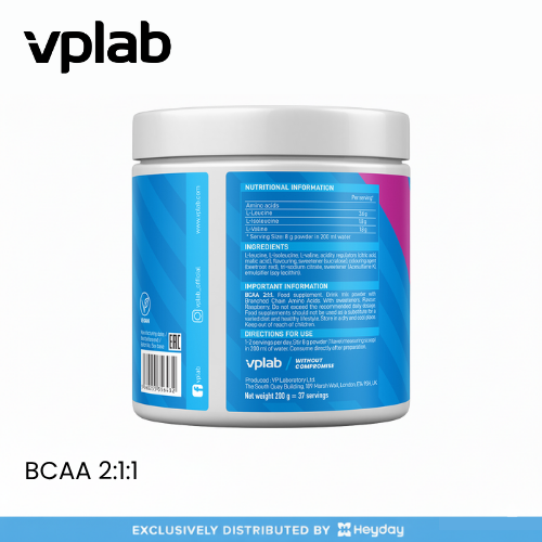 VPLab Sports BCAA 2:1:1 Drink in Raspbery Flavor (300g)