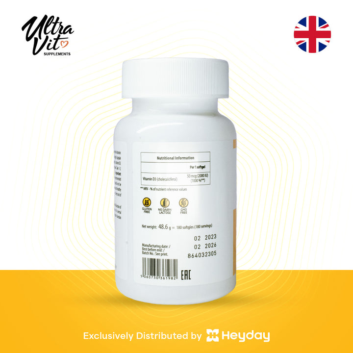 Ultravit Vitamin D3 (2000 IU, 180 Softgels)