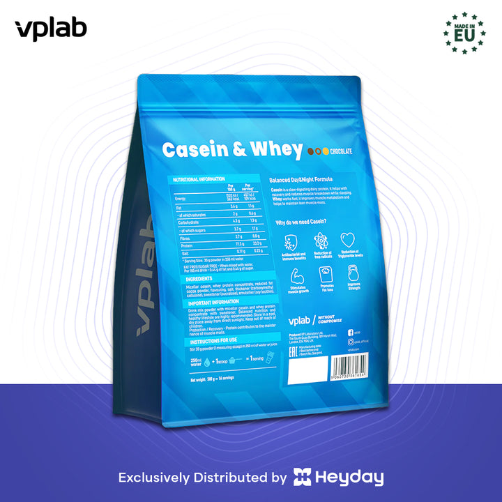 VPLab Casein and Whey in Chocolate Flavor (500g)