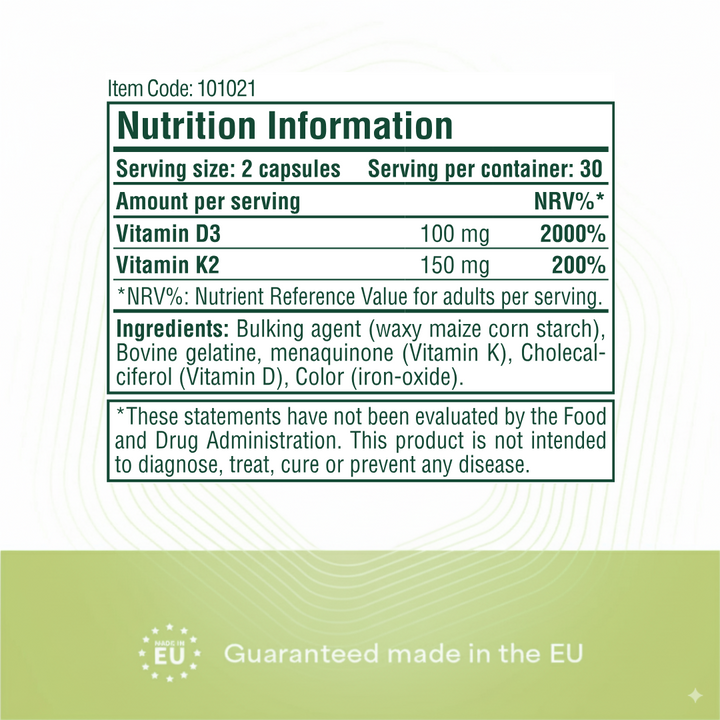 Heyday Essentials: K2+D3 Vitamin (60 Capsules)